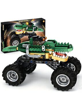 Monster Crocodile Truck Toy for Kids - Fun Building Set for Boys & Girls, Green